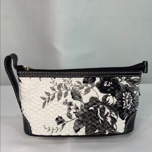 Avon Floral Black and White Zipper Cosmetic Pouch - NWOT